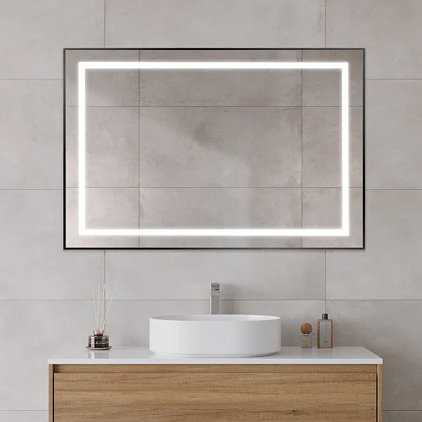 Зеркало BelBagno Kraft 120x80 SPC-KRAFT-1200-800-SENS-NERO с подсветкой фото 8