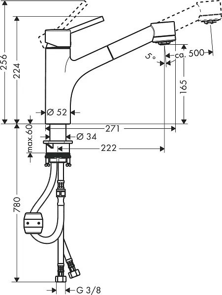 Смеситель Hansgrohe Talis M52 32841000 для кухонной мойки фото 9