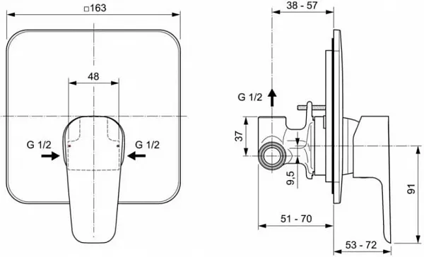 Смеситель Ideal Standard Esla A6946AA для душа с внутренней частью фото 2