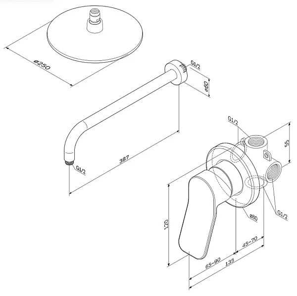 Душевой комплект Am.Pm X-Joy FB85A2R010 со встраиваемым смесителем фото 2