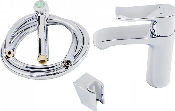 Смеситель Hansgrohe Metris 31285000 для раковины с гигиеническим душем с донным клапаном фото 3