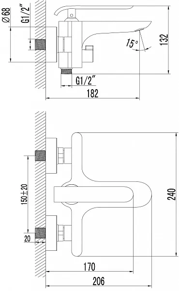 Смеситель Lemark Melange LM4914CW для ванны с душем фото 2