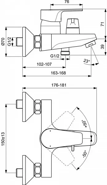Смеситель Ideal Standard Cerafine D BC494AA для ванны с душем фото 2