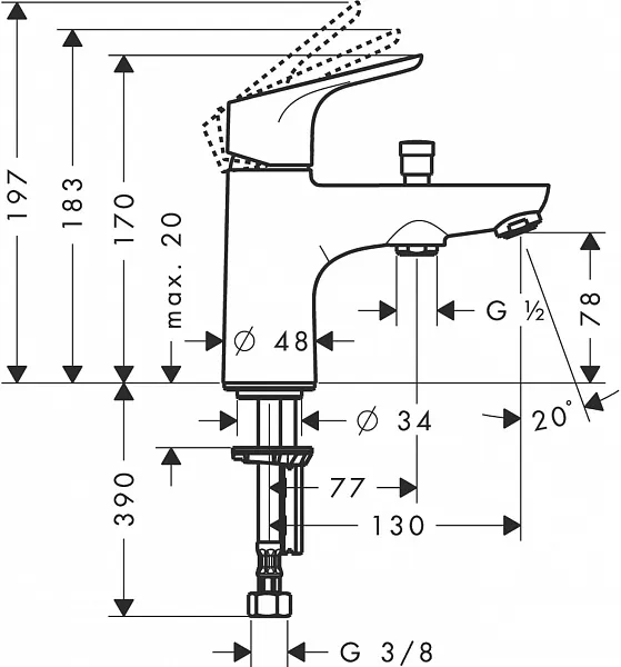 Смеситель Hansgrohe Focus Monotrou 31938000 на борт ванны фото 2