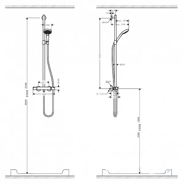 Душевой гарнитур Hansgrohe Croma Е Select S 27259400 фото 2