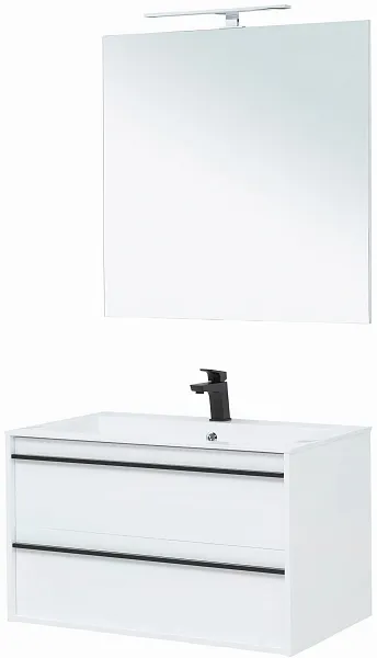 Мебель для ванной Aquanet Lino 90 подвесная белая матовая фото 1