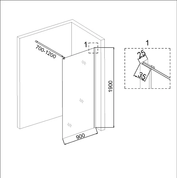 Душевая перегородка Niagara Eco NG-551-90BLACK фото 5