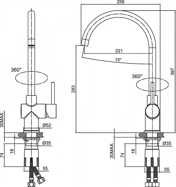 Смеситель Iddis Kitchen Line K05STJ0i05 для кухонной мойки фото 3