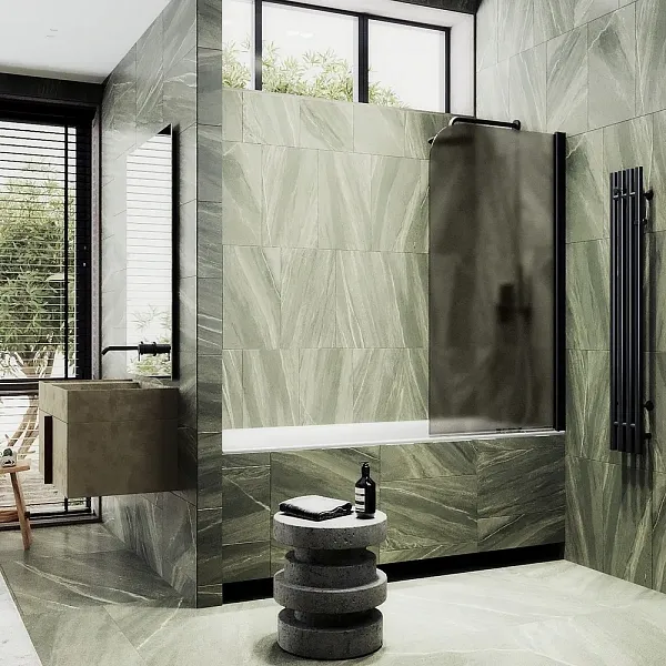 Шторка для ванны MaybahGlass 60x140 MGV-612-6 профиль черный стекло бронза фото 3