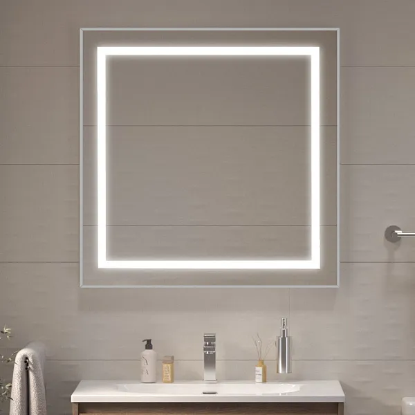 Зеркало BelBagno Kraft 80x80 SPC-KRAFT-800-800-SENS-AL с подсветкой фото 8