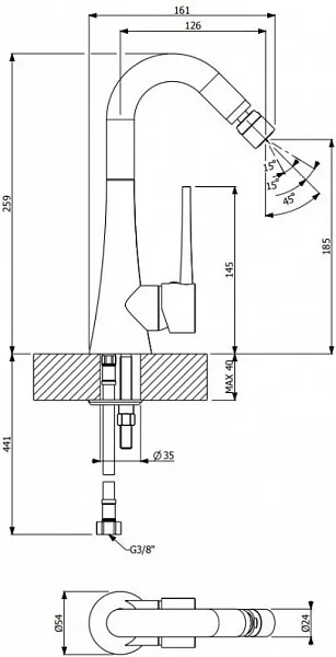 Смеситель Cezares Tink TINK-BSM1-01-W0 для биде фото 2