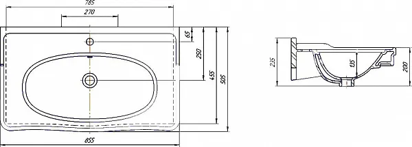 Мебельная раковина Kirovit Модерн 85 23419 фото 4