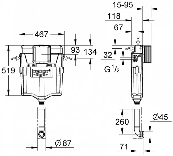 Смывной бачок скрытого монтажа Grohe GD2 38661000 фото 2