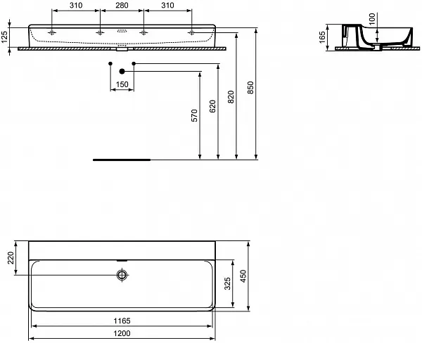 Раковина Ideal Standard Conca 120 см T380501 фото 6