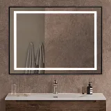 Зеркало BelBagno Kraft 100x80 SPC-KRAFT-1000-800-SENS-NERO с подсветкой фото 8