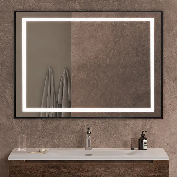 Зеркало BelBagno Kraft 100x80 SPC-KRAFT-1000-800-SENS-NERO с подсветкой фото 8