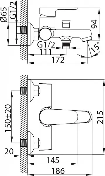 Смеситель Milardo Dover DOVSB00M02 для ванны с душем фото 9