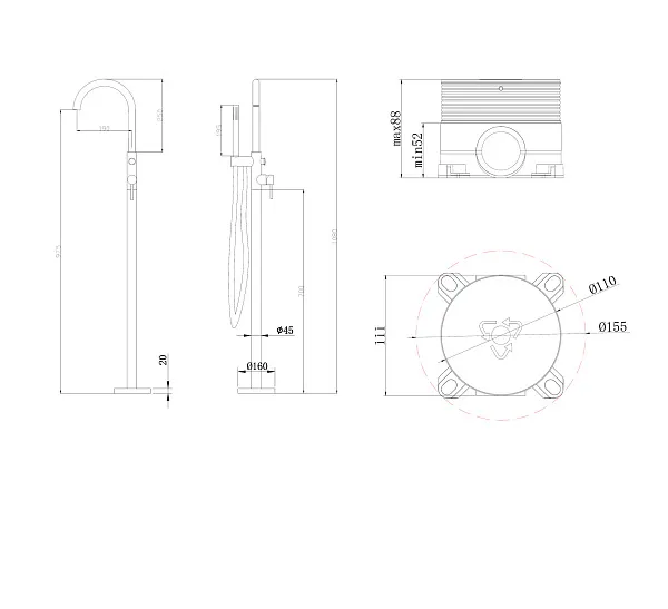 Смеситель для ванны с душем ABBER Wasser Kreis AF8115GN фото 6