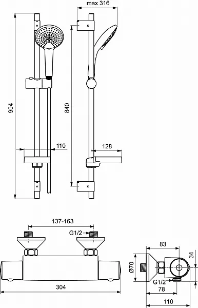 Термостат Ideal Standard Idealrain Soft Diy A5680AA для душа фото 3