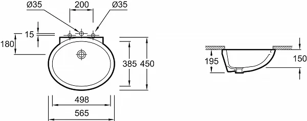 Мебельная раковина Aquanet Jacob Delafon Ovale EN262-00 182451 фото 2