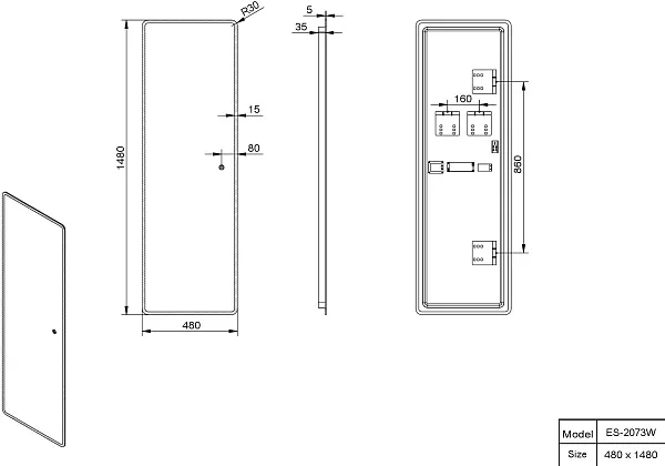 Зеркало Esbano 48x148 ESMI2073W с подсветкой фото 3