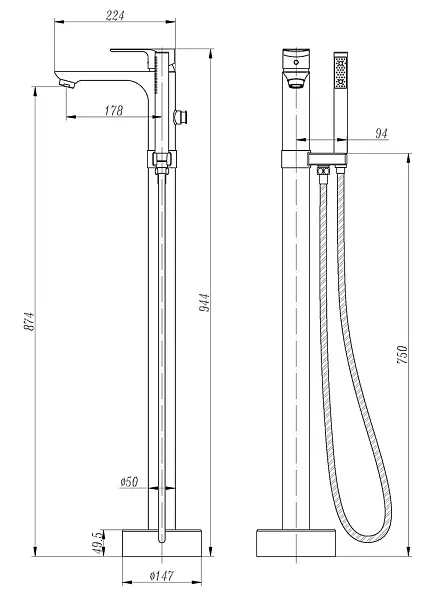 Смеситель для ванны с душем ABBER Weiss Insel AF8015W фото 3