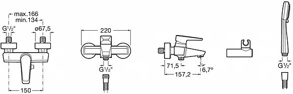 Смеситель Roca Esmai 5A0131C02 для ванны с душем фото 2