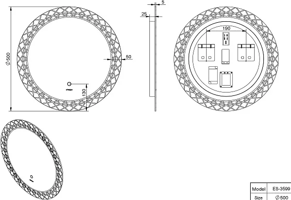 Зеркало Esbano 50x50 ESMI3599 с подсветкой фото 3