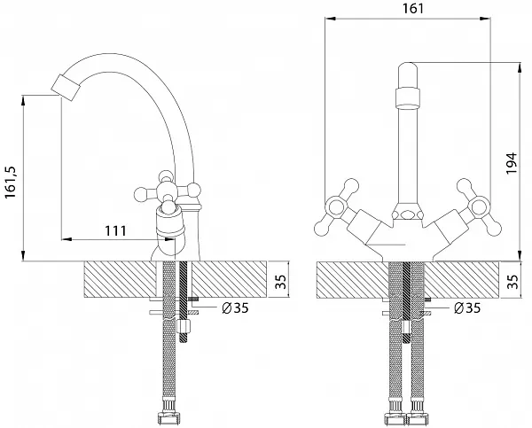 Смеситель Rossinka G G02-62 для раковины фото 3
