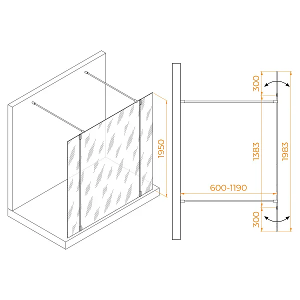 Душевая перегородка RGW Walk In 351005243-15 фото 1