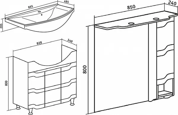 Мебель для ванной Runo Стиль 85 напольная фото 9