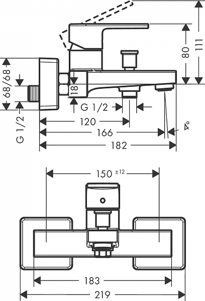 Смеситель Hansgrohe Vernis Shape 71450000 для ванны с душем фото 3