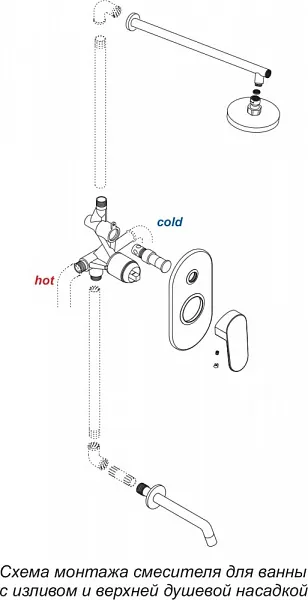 Смеситель WasserKRAFT Donau 5361 для ванны с душем с внутренней частью фото 3