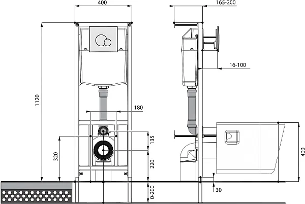 Унитаз с инсталляцией и кнопкой смыва Santek Бореаль 1WH302464 фото 3