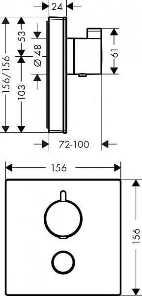 Термостат Hansgrohe ShowerSelect Glass Highflow 15735400 для душа с внутренней частью фото 5