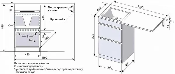 Мебель для ванной Style Line Даллас 110 напольная левая фото 5