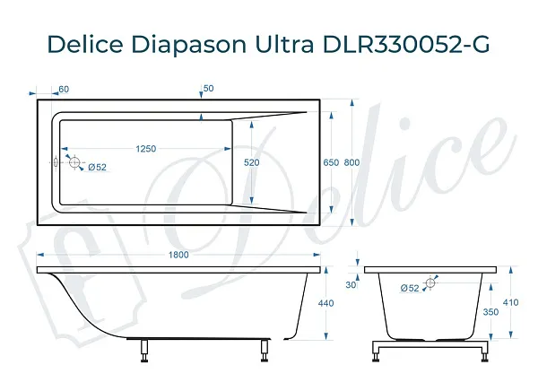 Ванна из искусственного камня Delice Diapason Ultra DLR330052-G фото 1