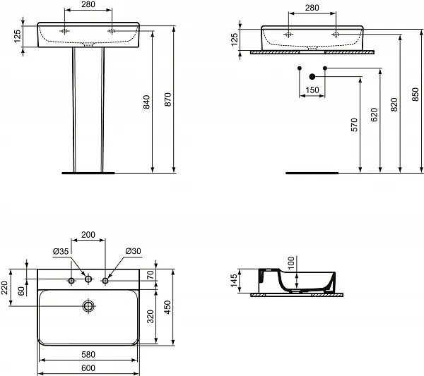 Раковина Ideal Standard Conca 60 см T379101 фото 2