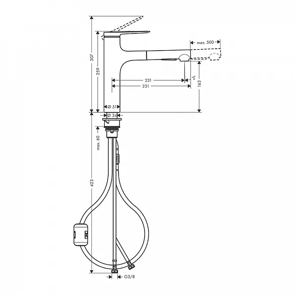 Смеситель Hansgrohe Zesis M38 74801800 для кухонной мойки фото 2