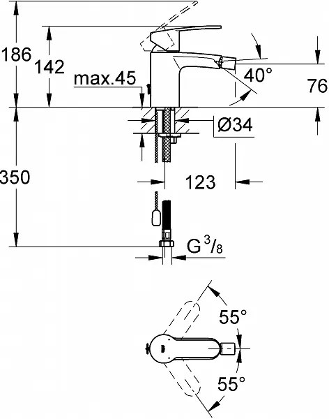 Смеситель Grohe Eurostyle Cosmopolitan 33566002 для биде фото 2