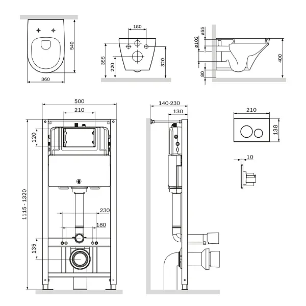 Унитаз с инсталляцией и кнопкой смыва Am.Pm Inspire IS49051.501700 фото 8