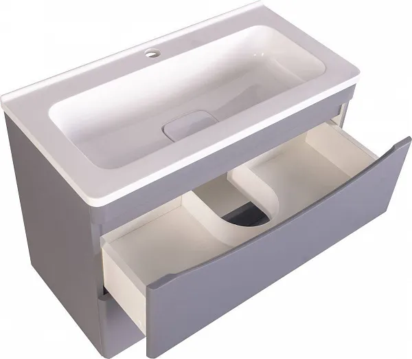 Тумба с раковиной Style Line Бергамо 70 серая подвесная фото 3