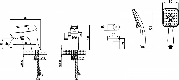 Смеситель Lemark Unit LM4515C на борт ванны фото 2
