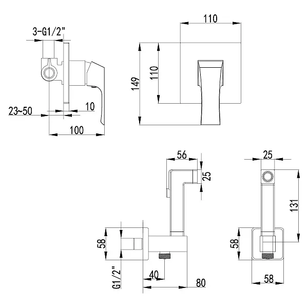 Гигиенический душ Lemark Unit LM4519C  со смесителем фото 2