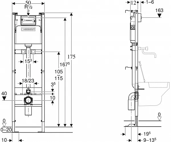 Инсталляция для раковины Geberit Duofix 111.569.00.1 фото 2