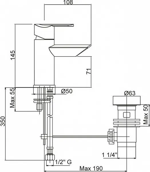 Смеситель Cezares Garda GARDA-BSM1-01-Cr для биде с донным клапаном фото 2