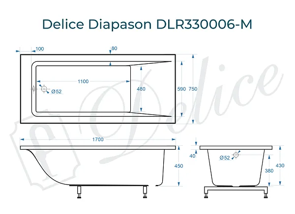 Ванна из искусственного камня Delice Diapason DLR330006-M фото 2