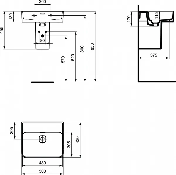 Раковина Ideal Standard Strada II 50 см T363701 фото 3