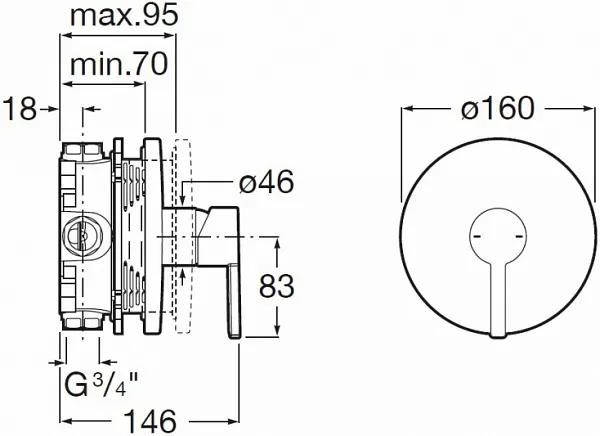 Смеситель Roca Naia 5A2B96C00 для душа с внутренней частью фото 2