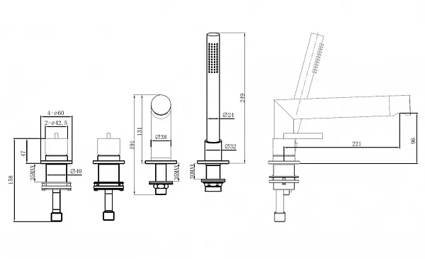 Смеситель на борт ванны ABBER Perfekte 316 AF8A13BGG фото 2